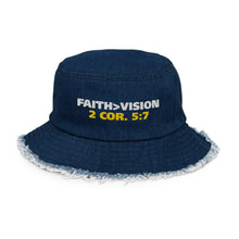 Load image into Gallery viewer, Distressed denim bucket hat
