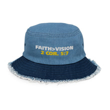 Load image into Gallery viewer, Distressed denim bucket hat
