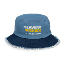Load image into Gallery viewer, Distressed denim bucket hat

