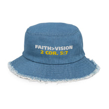 Load image into Gallery viewer, Distressed denim bucket hat
