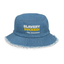 Load image into Gallery viewer, Distressed denim bucket hat
